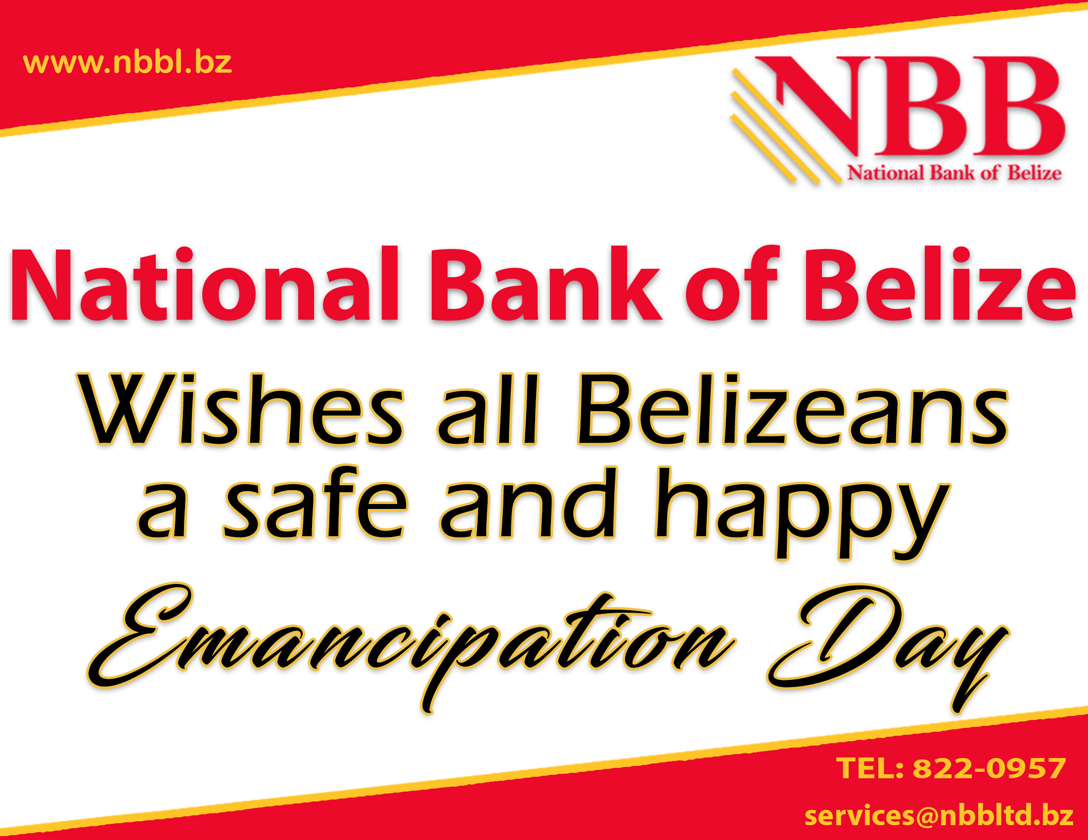 Happy Emancipation Day National Bank of Belize